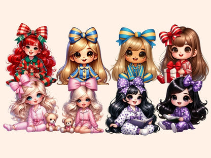 Pyjama Girls Clipart adorable girl png - Wonders Artist