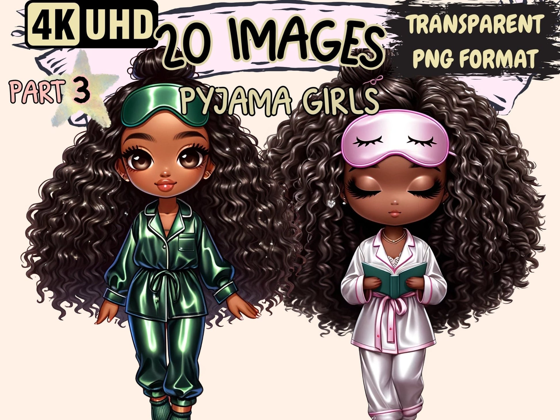 Pyjama Girls (P3) Clipart - High - Quality Instant Digital Download for Creative Projects