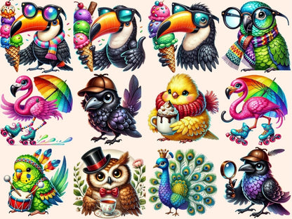 Quirky Birds Clipart Bird Clipart - Wonders Artist