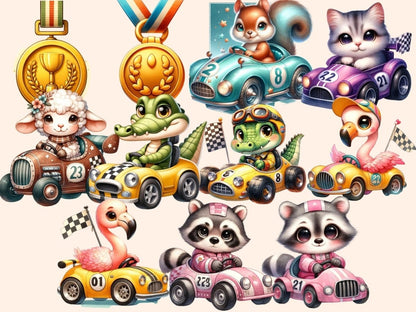 Racing Animals Clipart animal in racing car - Wonders Artist