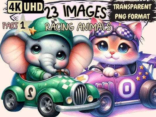 Racing Animals Clipart animal in racing car - Wonders Artist