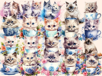 Ragdoll Cats Watercolor Clipart cat clipart - Wonders Artist