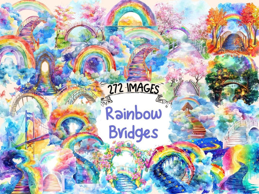 Rainbow Bridges Watercolor Clipart archway clipart - Wonders Artist