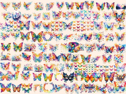 Rainbow Butterflies Watercolor Clipart butterflies clipart - Wonders Artist