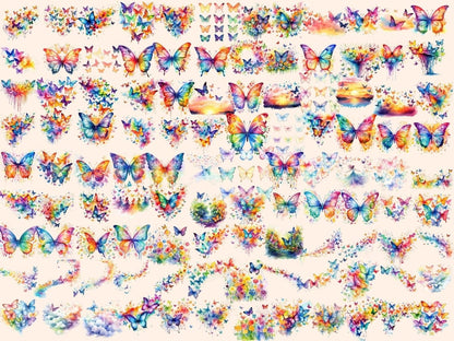 Rainbow Butterflies Watercolor Clipart butterflies clipart - Wonders Artist