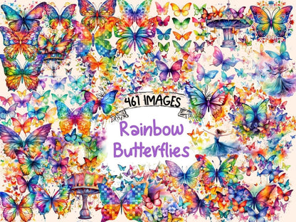 Rainbow Butterflies Watercolor Clipart butterflies clipart - Wonders Artist