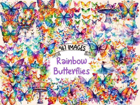 Rainbow Butterflies Watercolor Clipart butterflies clipart - Wonders Artist