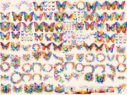 Rainbow Butterflies Watercolor Clipart butterflies clipart - Wonders Artist