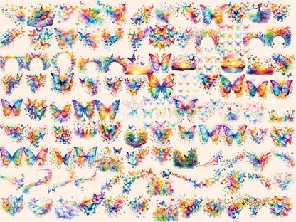 Rainbow Butterflies Watercolor Clipart butterflies clipart - Wonders Artist