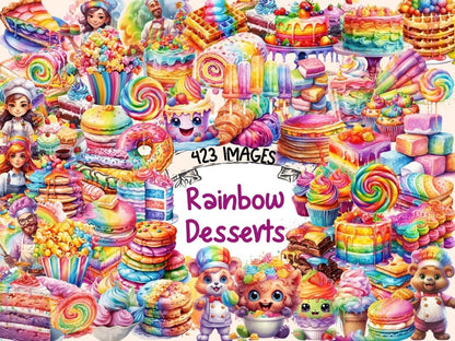 Rainbow Desserts Watercolor Clipart cake clipart - Wonders Artist
