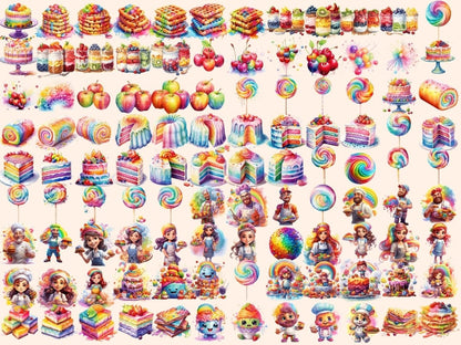 Rainbow Desserts Watercolor Clipart cake clipart - Wonders Artist