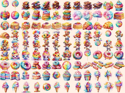 Rainbow Desserts Watercolor Clipart cake clipart - Wonders Artist