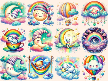 Rainbow Dreams Clipart cloud and rainbow cute rainbow art dreamy sky clipart - WondersArtist