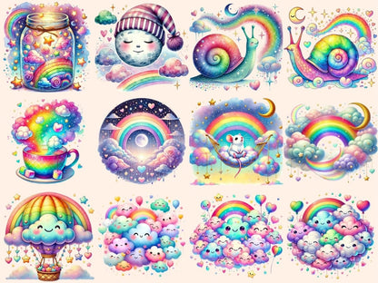 Rainbow Dreams Clipart cloud and rainbow cute rainbow art dreamy sky clipart - WondersArtist