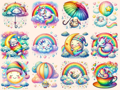 Rainbow Dreams Clipart cloud and rainbow cute rainbow art dreamy sky clipart - WondersArtist