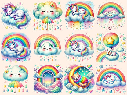 Rainbow Dreams Clipart cloud and rainbow cute rainbow art dreamy sky clipart - WondersArtist