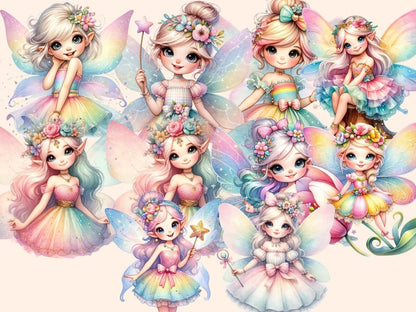Rainbow Fairies Clipart colorful fairy png - Wonders Artist
