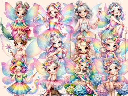 Rainbow Fairies Clipart colorful fairy png - Wonders Artist