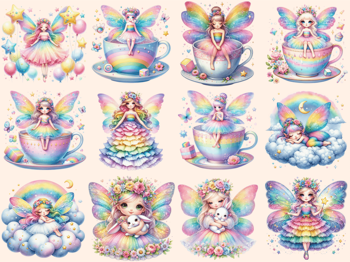 Rainbow Fairies (P2) Clipart autopost cartoon fairies colorful fairy art - WondersArtist