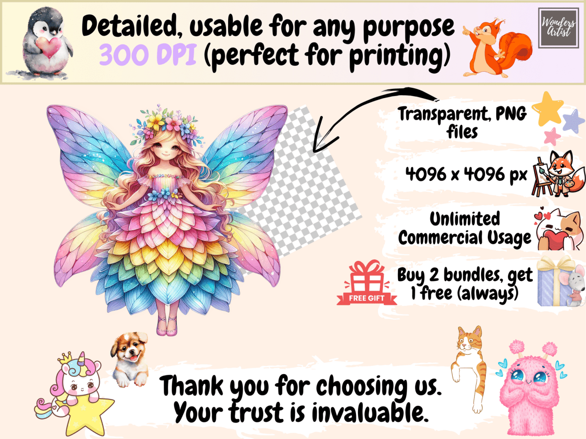 Rainbow Fairies (P2) Clipart autopost cartoon fairies colorful fairy art - WondersArtist
