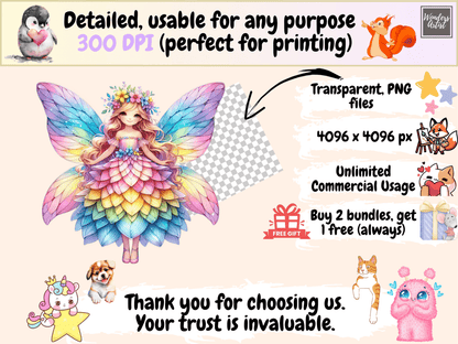 Rainbow Fairies (P2) Clipart autopost cartoon fairies colorful fairy art - WondersArtist
