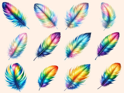 Rainbow Feathers Clipart Cute feather art - Wonders Artist