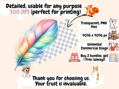 Rainbow Feathers Clipart Cute feather art - Wonders Artist