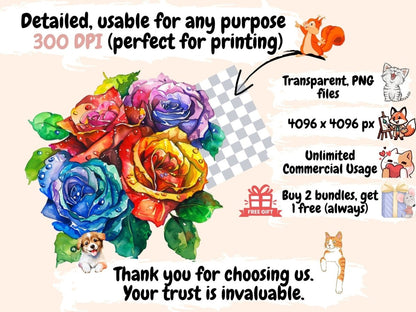 Rainbow Flowers Watercolor Clipart beautiful flower png - Wonders Artist