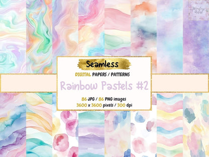 Rainbow Pastels #2 Seamless Digital Paper Colorful Pastel Art - Wonders Artist