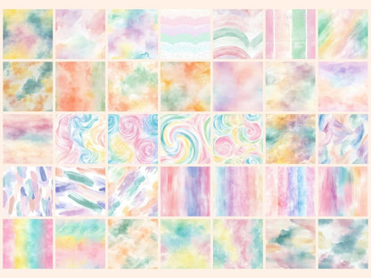 Rainbow Pastels Seamless Digital Paper Colorful Pastel Art - Wonders Artist