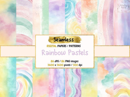 Rainbow Pastels Seamless Digital Paper Colorful Pastel Art - Wonders Artist
