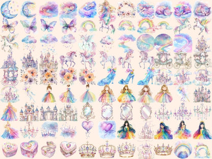 Rainbow Princess Watercolor Clipart Adventure Books Art - Wonders Artist