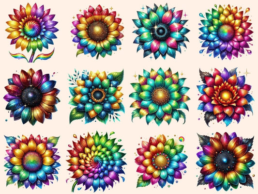 Regnbue Solsikker (P2) Clipart