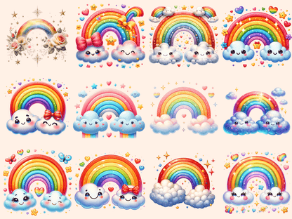 Rainbows Clipart autopost Colorful clip art Colorful printables - WondersArtist