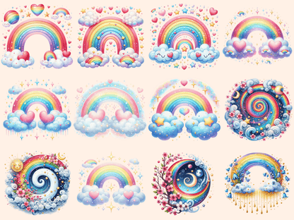 Rainbows Clipart autopost Colorful clip art Colorful printables - WondersArtist