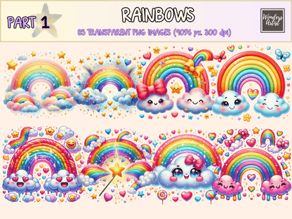 Rainbows Clipart autopost Colorful clip art Colorful printables - WondersArtist