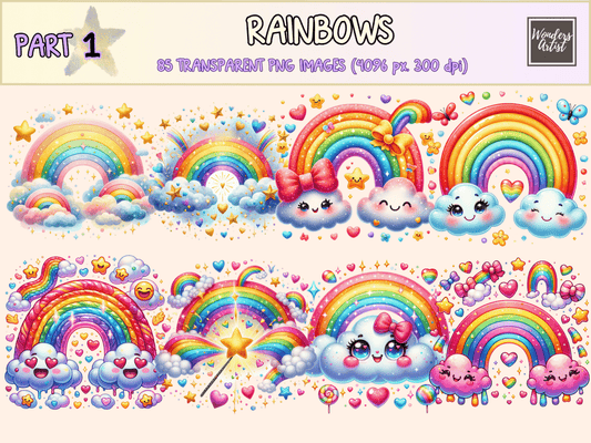 Rainbows Clipart autopost Colorful clip art Colorful printables - WondersArtist