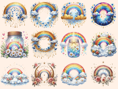 Rainbows Clipart autopost Colorful clip art Colorful printables - WondersArtist