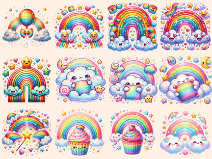 Rainbows Clipart autopost Colorful clip art Colorful printables - WondersArtist
