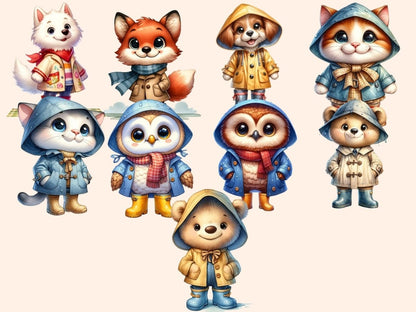Raincoat Animals Clipart animal rain clipart - Wonders Artist