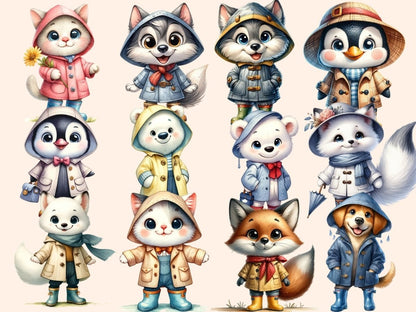 Raincoat Animals Clipart animal rain clipart - Wonders Artist