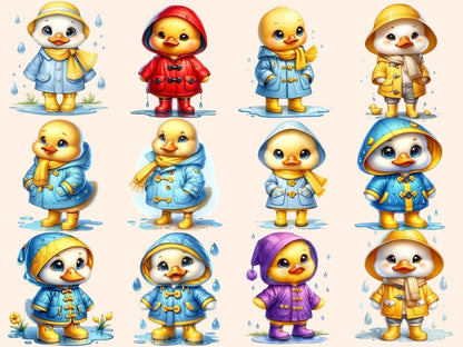 Raincoat Ducks Clipart Cute duck art - Wonders Artist