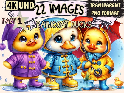 Raincoat Ducks Clipart Cute duck art - Wonders Artist