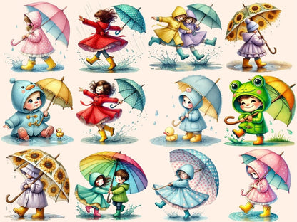 Rainy Day Kids (P1) Clipart cute rain art - Wonders Artist