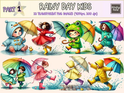Rainy Day Kids (P1) Clipart cute rain art - Wonders Artist