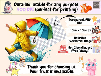 Rainy Day Kids (P1) Clipart cute rain art - Wonders Artist