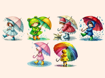 Rainy Day Kids (P1) Clipart cute rain art - Wonders Artist