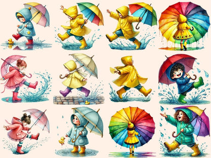 Rainy Day Kids (P1) Clipart cute rain art - Wonders Artist