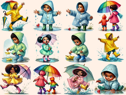 Rainy Day Kids (P2) Clipart african american png - Wonders Artist