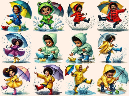 Rainy Day Kids (P2) Clipart african american png - Wonders Artist